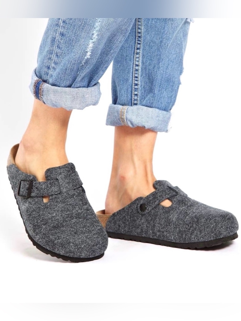 Birkenstock Boston Anthracite Wool Felt Clogs size 38 / US 7.5 - 8